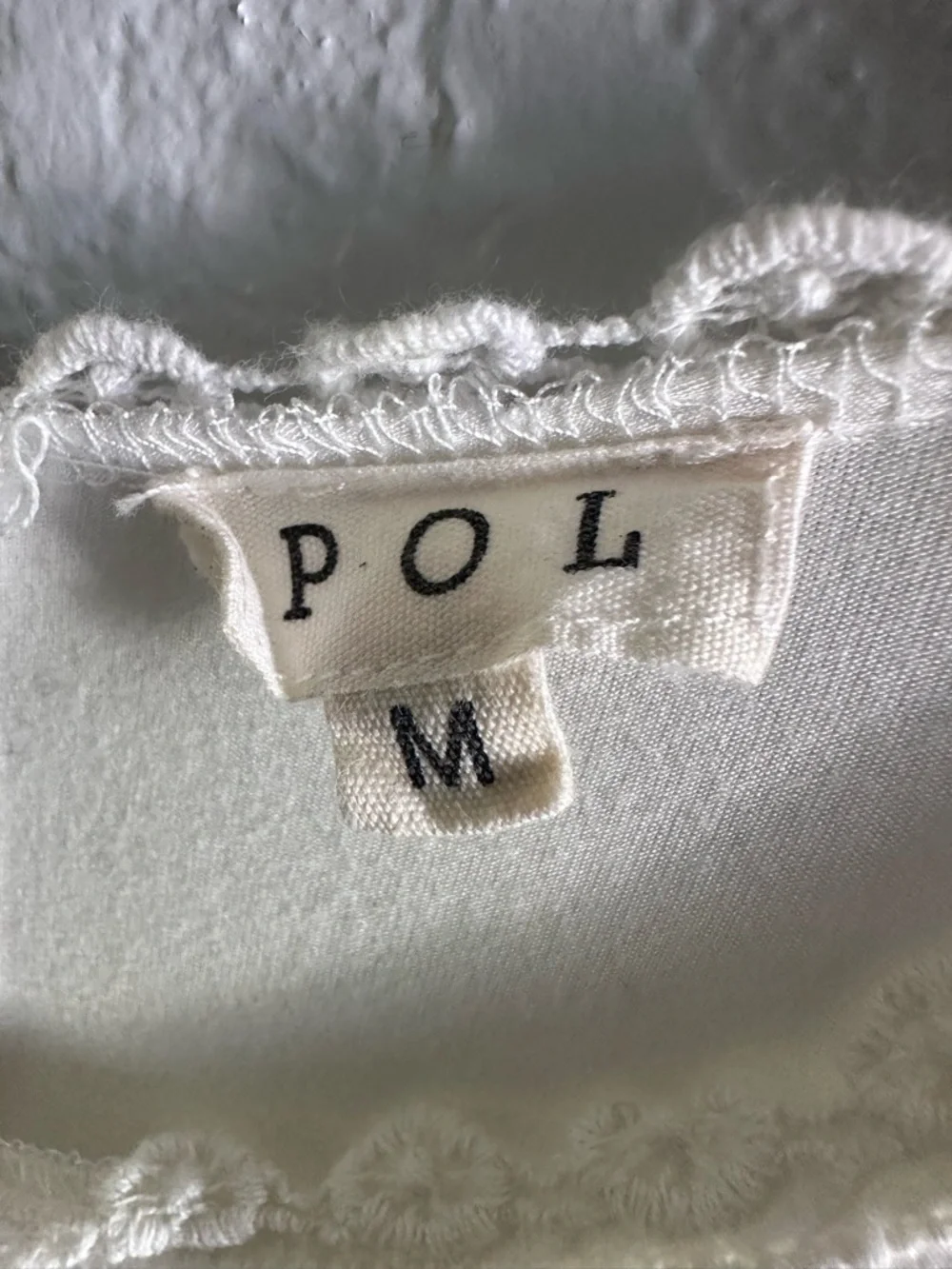 POL Boho Babydoll Tunic Top Lace Trim Ivory Pink Flowy Oversized Mini Size - Picture 2 of 9